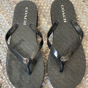 Coach Abigail Flip Flops Black Size 10